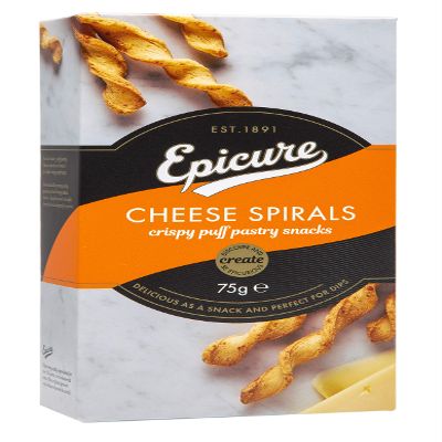 Epicure Cheese Spirals 75 g (Pack of 10)