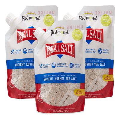 Redmond Real Kosher Salt, 16 Ounce Pouch (3 Pack)