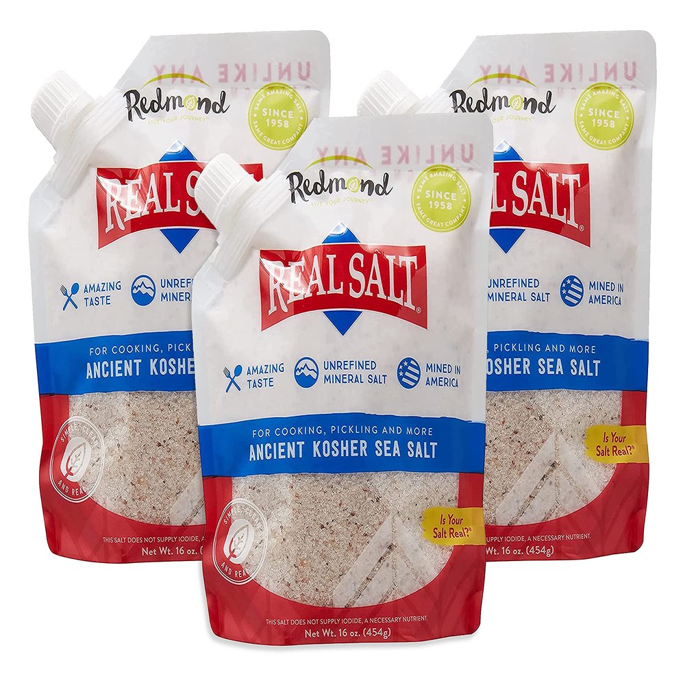 Redmond Real Kosher Salt, 16 Ounce Pouch (3 Pack)
