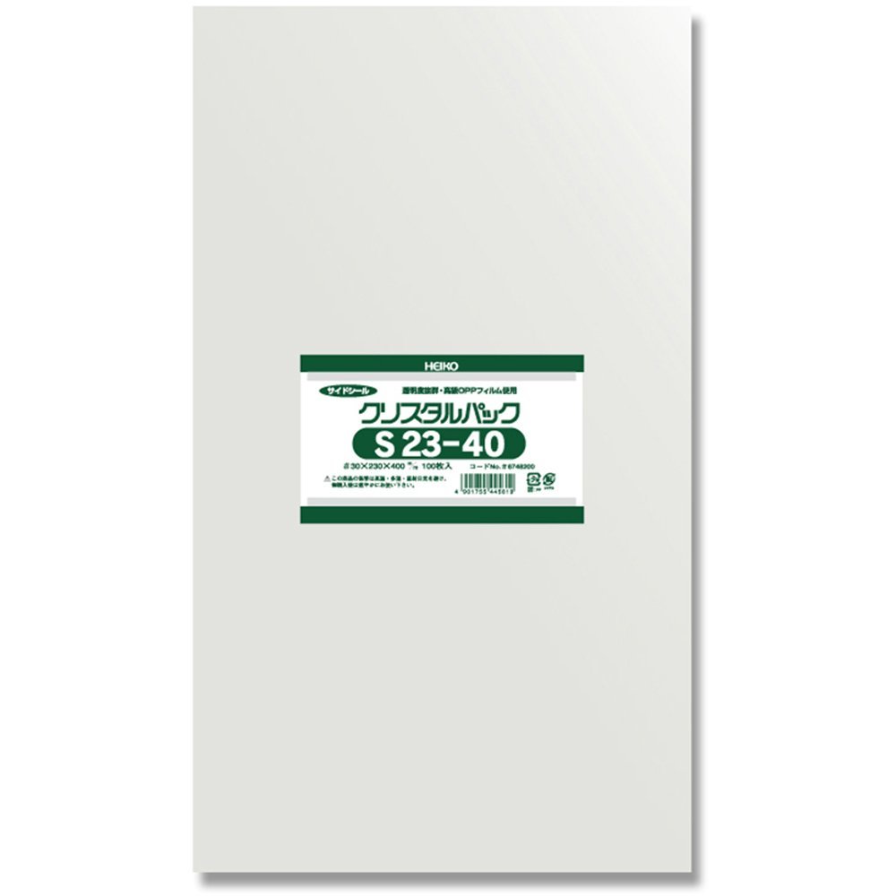 Shimojima S23-40 006748200 Transparent OPP Bags, Crystal Pack, 9.1 x 15.7 inches (23 x 40 cm), 100 Sheets