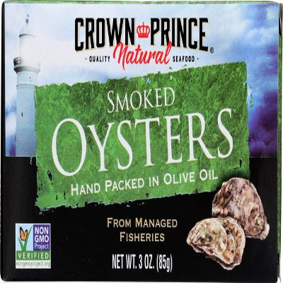 Crown Prince Natural Smoked Oysters in Pure Olive Oil, 3 Ounce