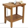 The Original 24" Grate Teak Shower Bench with Shelf view 3