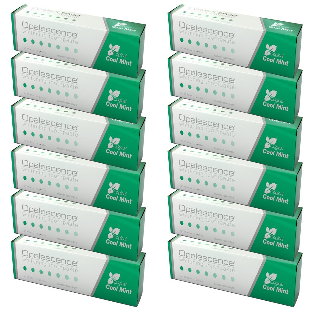 Opalescence Whitening Toothpaste - Pack of 12 - Fluoride Oral Care - 4.7 Oz - Cool Mint - TP-5166-12