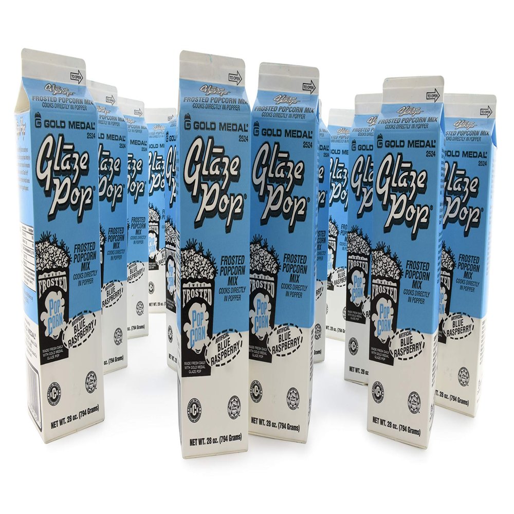 Gold Medal Blue Raspberry Glaze Pop Frosted Popcorn Mix, 28 oz, 12 Count