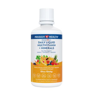 Passion 4 Life Mega Liquid Multivitamins, Trace Minerals, Amino Acids, Turmeric for Adults, Men, Women, Teens, Kids, Non-GMO, No Soy, No Dairy