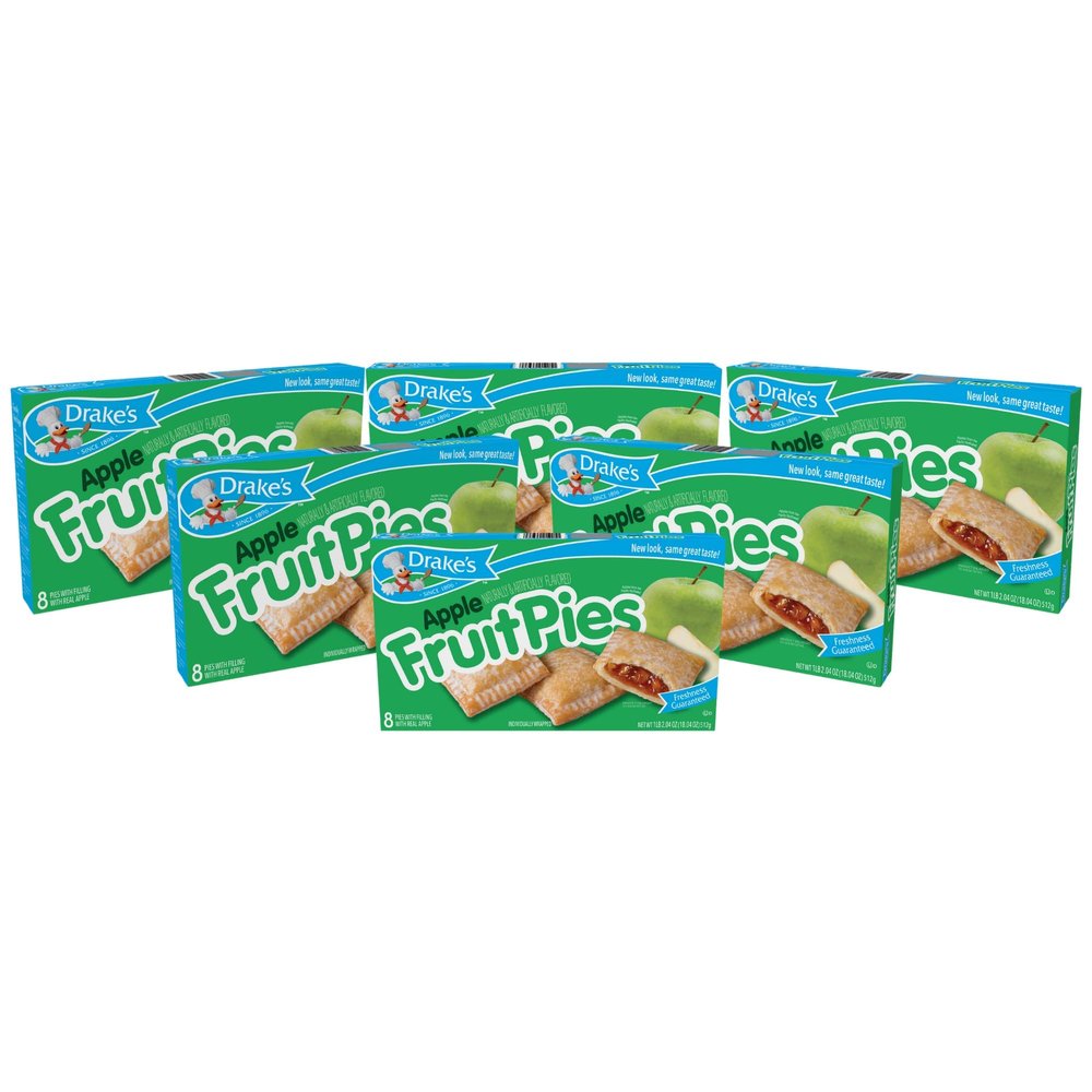 Drake's by Hostess 8 ct Apple Fruit Pies 16 oz (Pack of 6)