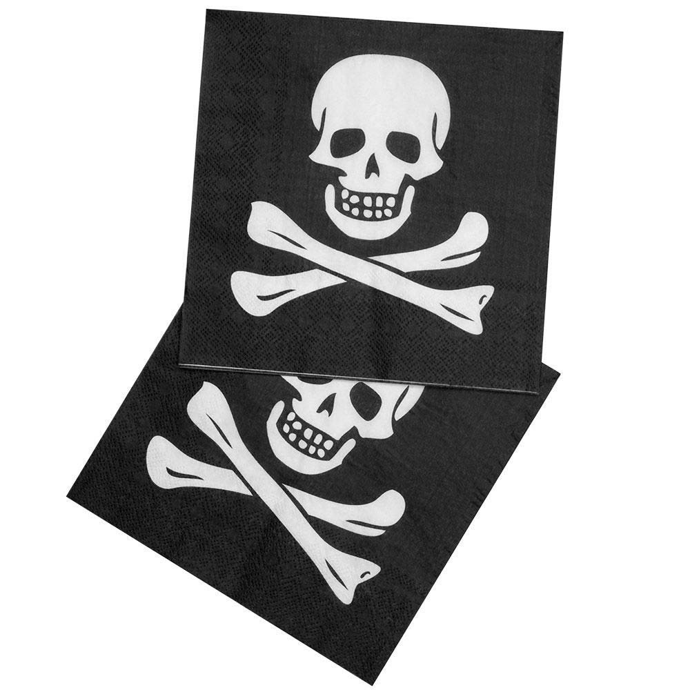 12 Pack Of Halloween Pirate Skull & Cross Bone Party Tableware Napkins