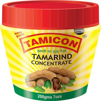 Tamicon Tamarind Concentrate | Tangy & Sour Imli Chutney | South Indian Style Paste | Ideal for Indian Curries, Thai Sauces & Kitchen Recipes | 7 Oz (200gm)