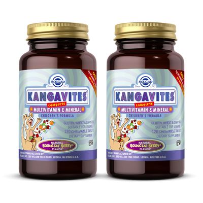 Solgar Kangavites, Bouncin Berry Flavor - 120 Chewable Tablets, Pack of 2 - Complete Multivitamin & Mineral Formula for Children - Vegan, Gluten Free