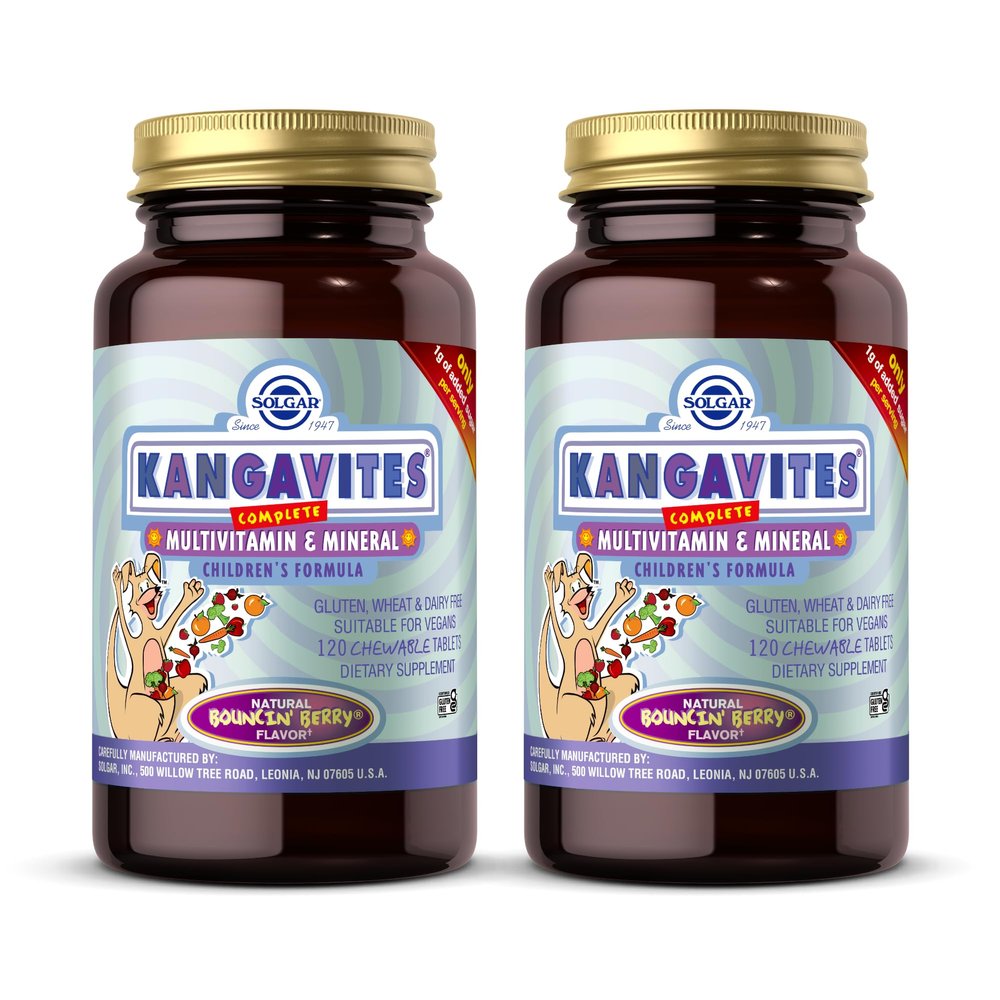 Solgar Kangavites, Bouncin Berry Flavor - 120 Chewable Tablets, Pack of 2 - Complete Multivitamin & Mineral Formula for Children - Vegan, Gluten Free