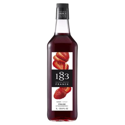 1883 Strawberry Syrup for Drinks, Made in France, 1 Liter Glass Bottle