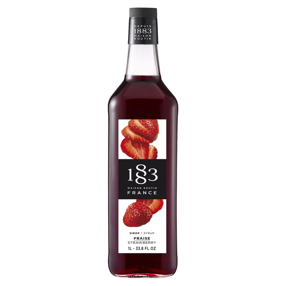 1883 Strawberry Syrup for Drinks, Made in France, 1 Liter Glass Bottle