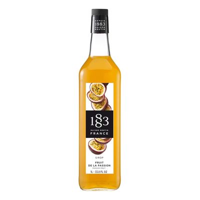 1883 Passion Fruit Syrup for Drinks, Made in France, 1 Liter Glass Bottle