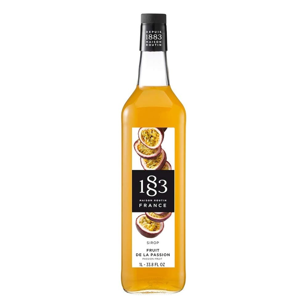 1883 Passion Fruit Syrup for Drinks, Made in France, 1 Liter Glass Bottle