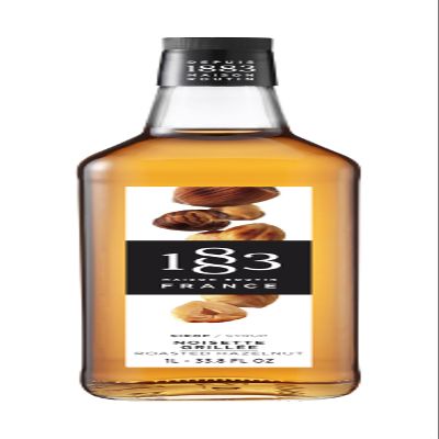 1883 Roasted Hazelnut Syrup for Coffee & Drinks, Made in France, 1 Liter Glass Bottle