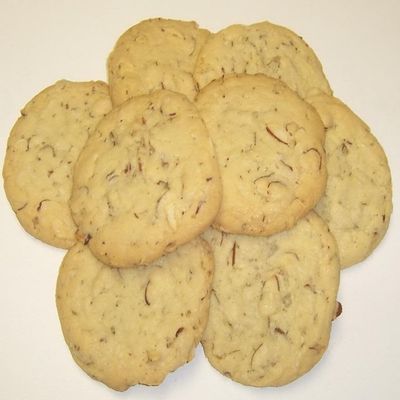 Sliced Homemade Almond Cookies and White Chocolate Macadamia Nut in a 1 Pound Pastel Flower Box