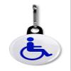 BLUE on WHITE Diasabled Handicapped Medical Alert 1 inch Black Zipper Pull Charm view 1