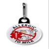 ALLERGIC TO MILK No Cow Medical Alert 1 inch Black Zipper Pull Charm view 1