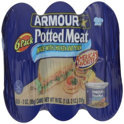 Armour Potted Meat, Chicken and Pork 3 Ounce, 6 Count (Pack of 4)