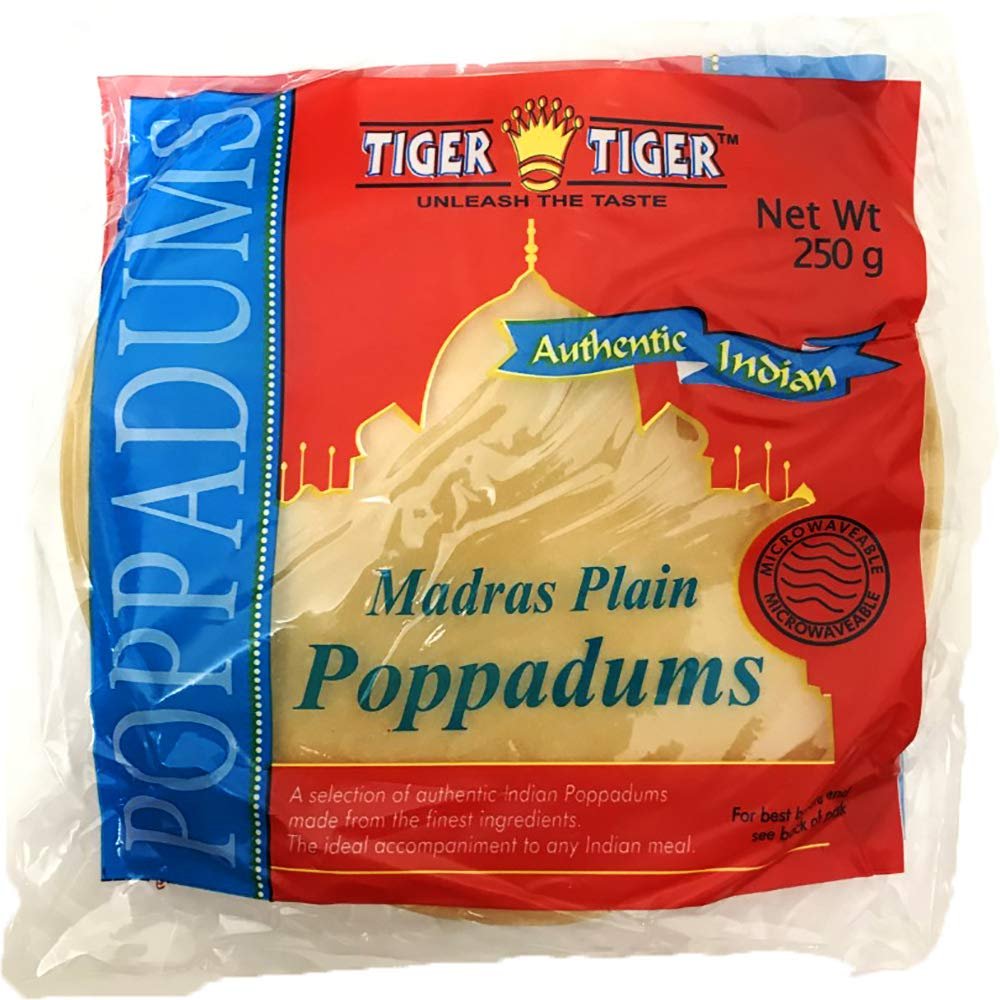 Tiger Tiger Madras Poppadoms (Plain) , 8.8-Ounce