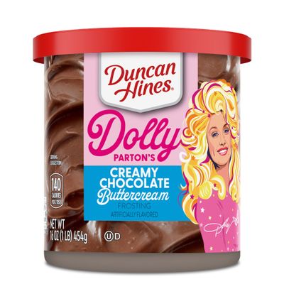 Duncan Hines Dolly Parton's Favorite Chocolate Buttercream Flavored Cake Frosting, Valentine's Day Cookie Decorating, 16 oz.