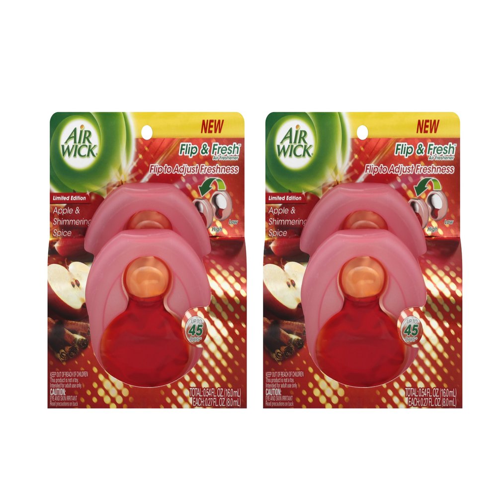 Air Wick Flip and Fresh, Apple and Shimmering Spice Twin, 0.5 Ounce (Pack of 2)