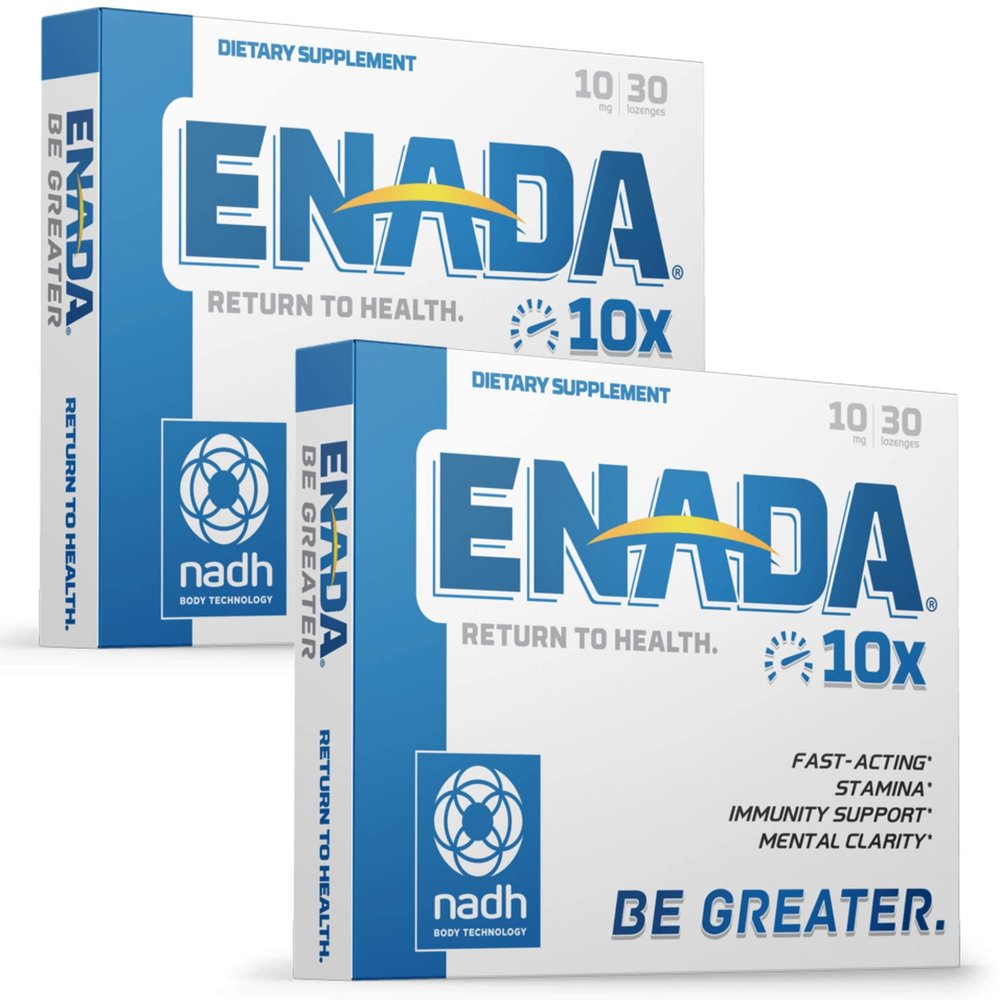 ENADA 10X NADH Supplement with Fast Acting Formula for Active Lifestyle | Natural Energy Booster Great for Jet Lag, Athletic Performance & Studying | Improves Stamina and Mental Clarity 60 Lozenges.