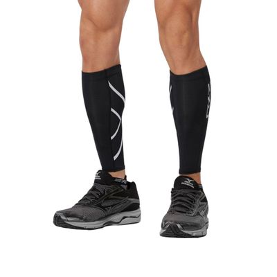2XU Compression Calf Guards, Black/Black, Small