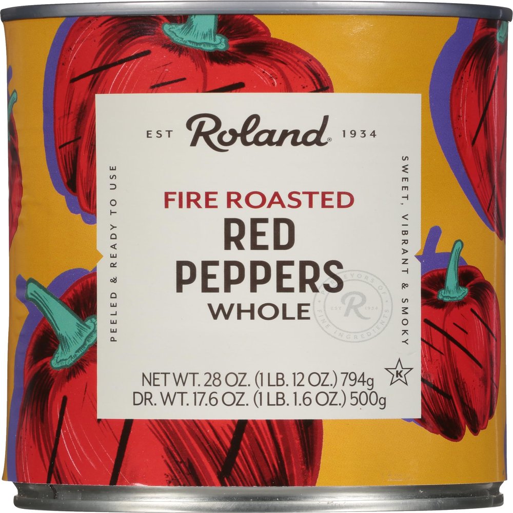 Roland Foods Fire-Roasted Red Peppers, Specialty Imported Food, 28 Ounce, Pack of 1
