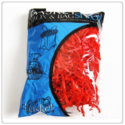 1 Bag of Red Crinkle Cut Paper Shred for Gift Packaging Wrap Basket Filling