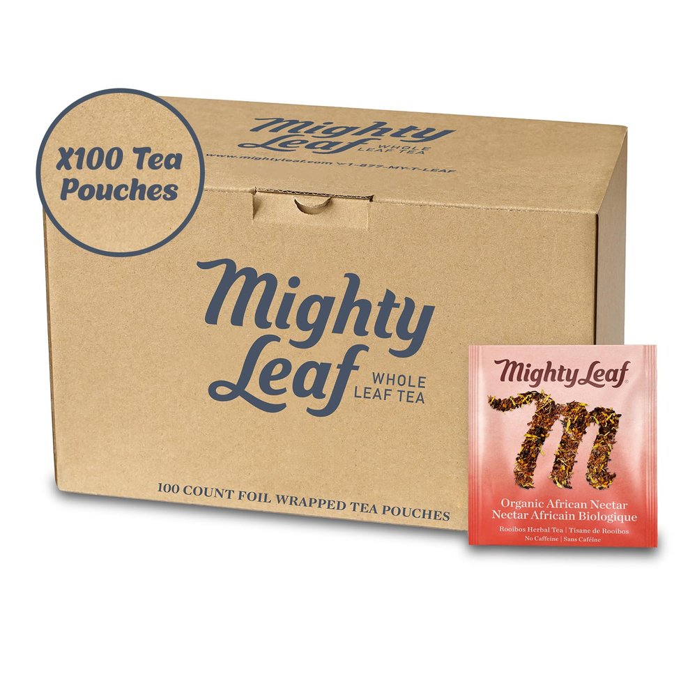 Mighty Leaf Organic African Nectar Herbal Tea  100 Count Biodegradable Silk Tea Bags  Rooibos-Based Caffeine-Free Blend with Sweet Tropical Flavor