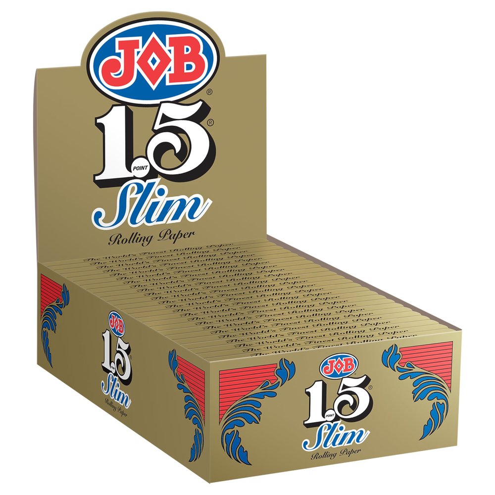 JOB - 1.5" Gold Slim Rolling Papers - Box of 24 Booklets with 24 Leaves per Booklet