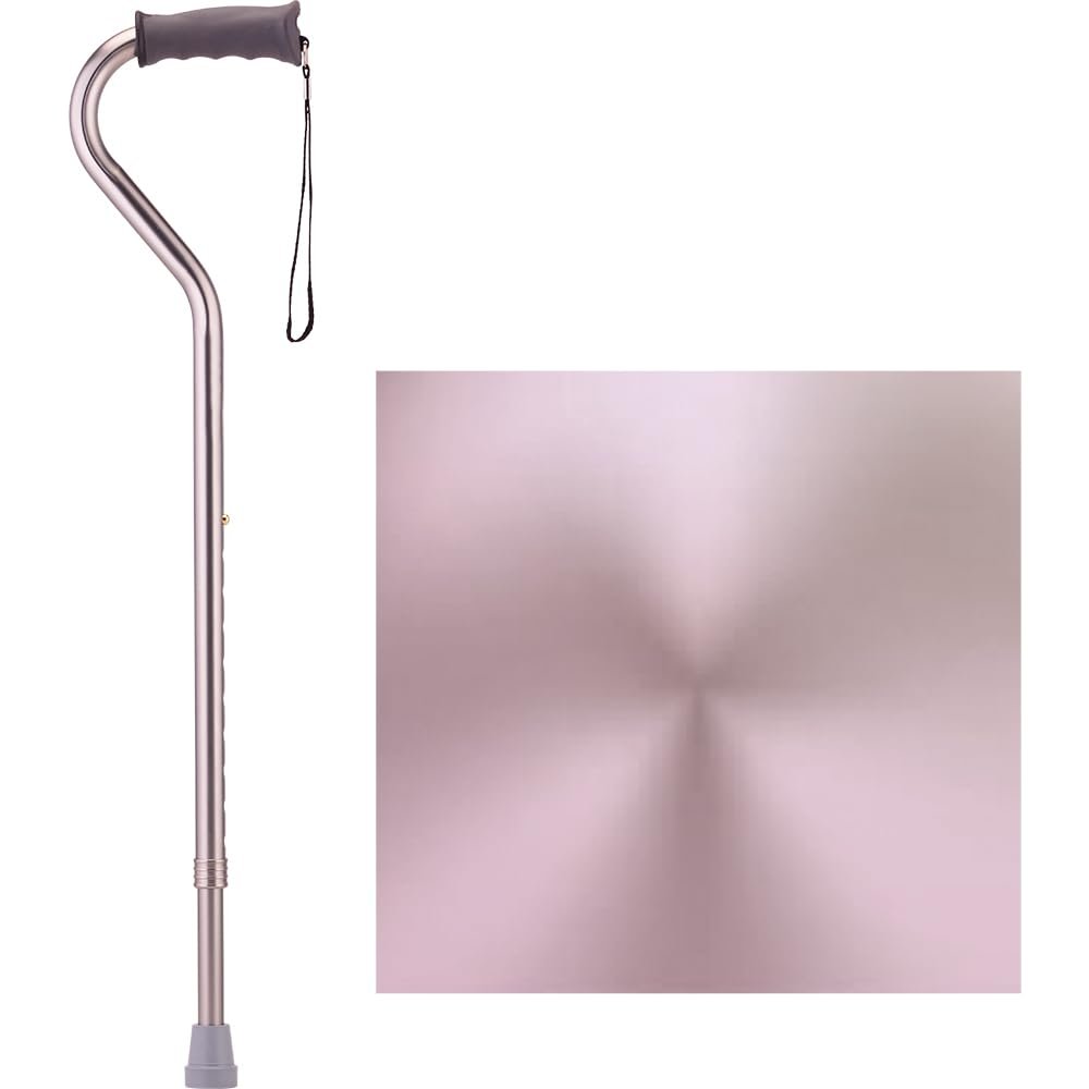 NOVA Designer Walking Cane with Offset Rubber Handle, Lightweight Adjustable Cane with Carrying Strap, Cane for Men and Women, Walking Canes for Balance, Silver