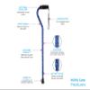 NOVA Designer Walking Cane with Offset Rubber Handle, Lightweight Adjustable Cane with Carrying Strap, Cane for Men and Women, Walking Canes for Balance, Silver view 4