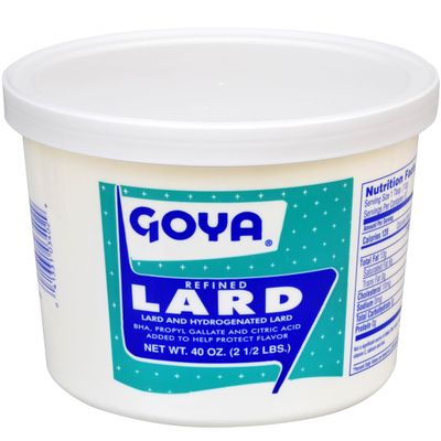 Goya Manteca Refined Lard for Cooking and Baking, Manteca De Cerdo, Lard Fat for Deep Frying, 2.5 lb.