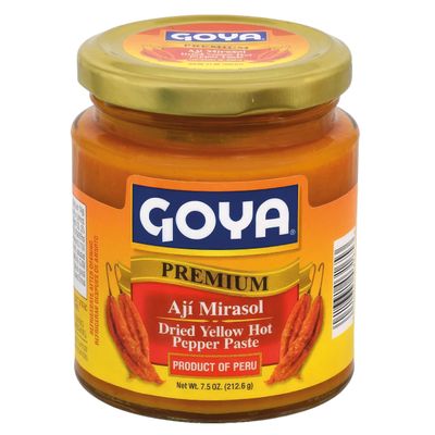 Aj Mirasol Paste by Goya, Dried Yellow Hot Pepper Paste for Latin Cooking, MildMedium Chili Paste for Sauces, Soups, Stews & Marinades, 7.5 oz Jar