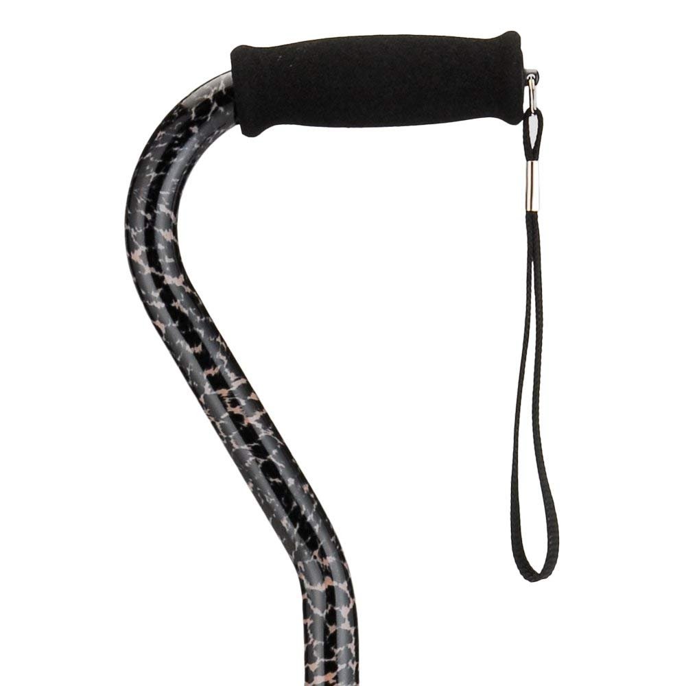 NOVA Designer Walking Cane with Offset Handle, Lightweight Adjustable Cane with Carrying Strap, Cane for Men and Women, Walking Canes for Balance, Leopard Design