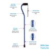 NOVA Designer Walking Cane with Offset Handle, Lightweight Adjustable Cane with Carrying Strap, Cane for Men and Women, Walking Canes for Balance, Leopard Design view 3