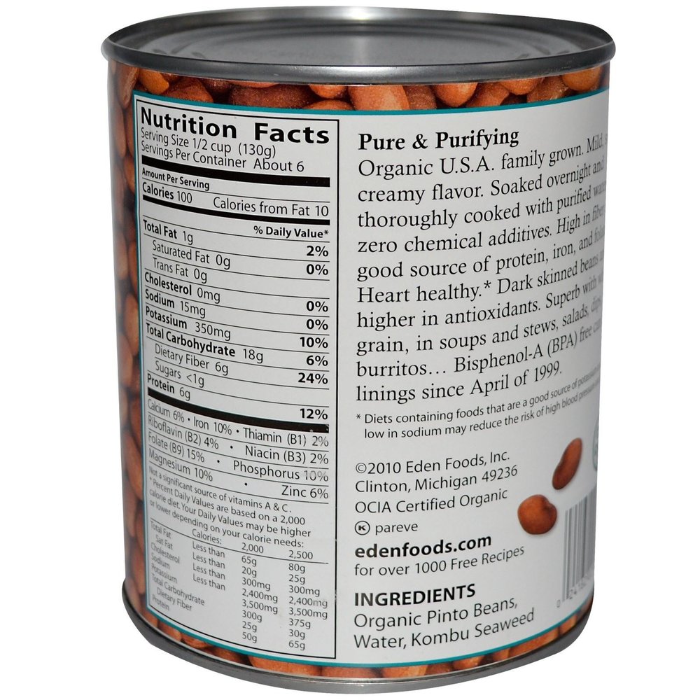 EDEN FOODS Organic Pinto Beans No Salt, 29 OZ