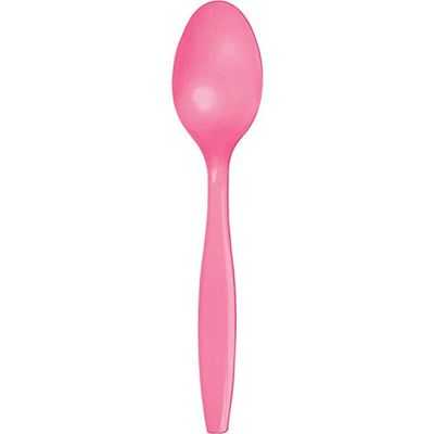 Creative Converting Touch of Color Premium 24 Count Plastic Spoons, Candy Pink