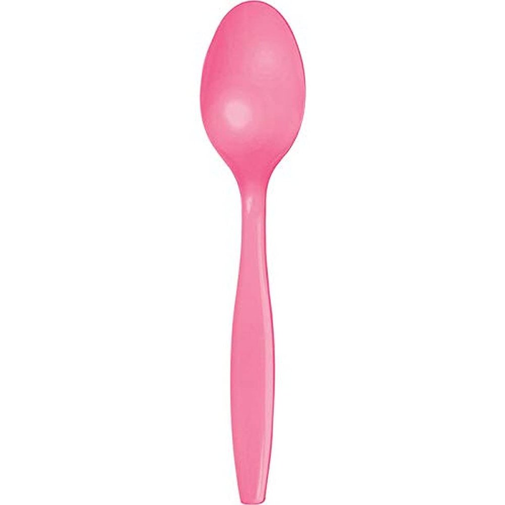 Creative Converting Touch of Color Premium 24 Count Plastic Spoons, Candy Pink