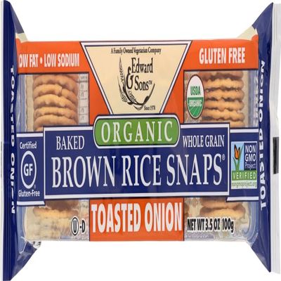 Edward and Sons Brown Rice Snaps - Toasted Onion - Case of 12 - 3.5 oz.