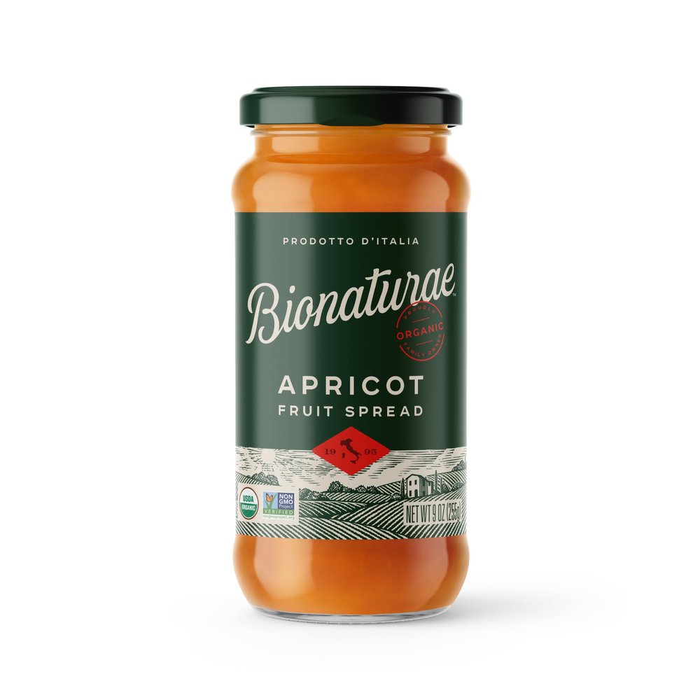Bionaturae Organic Apricot Fruit Spread - Jelly Organic, Non-GMO, USDA Certified, No Sugar Added, No Preservatives, Organic Fruit Jam, Jam Organic, Made in Italy - 9 Oz, 1 Pack