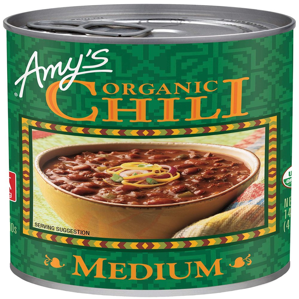 Amy's Organic Chili, Vegan Medium Chili, Light in Sodium, Gluten Free, Made With Organic Red Beans and Tofu, 14.7 Oz