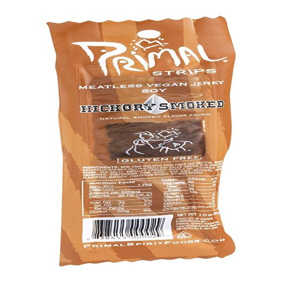 Primal Strips Vegan Jerky - Meatless - Soy - Hickory Smoked - 1 oz - Case of 24