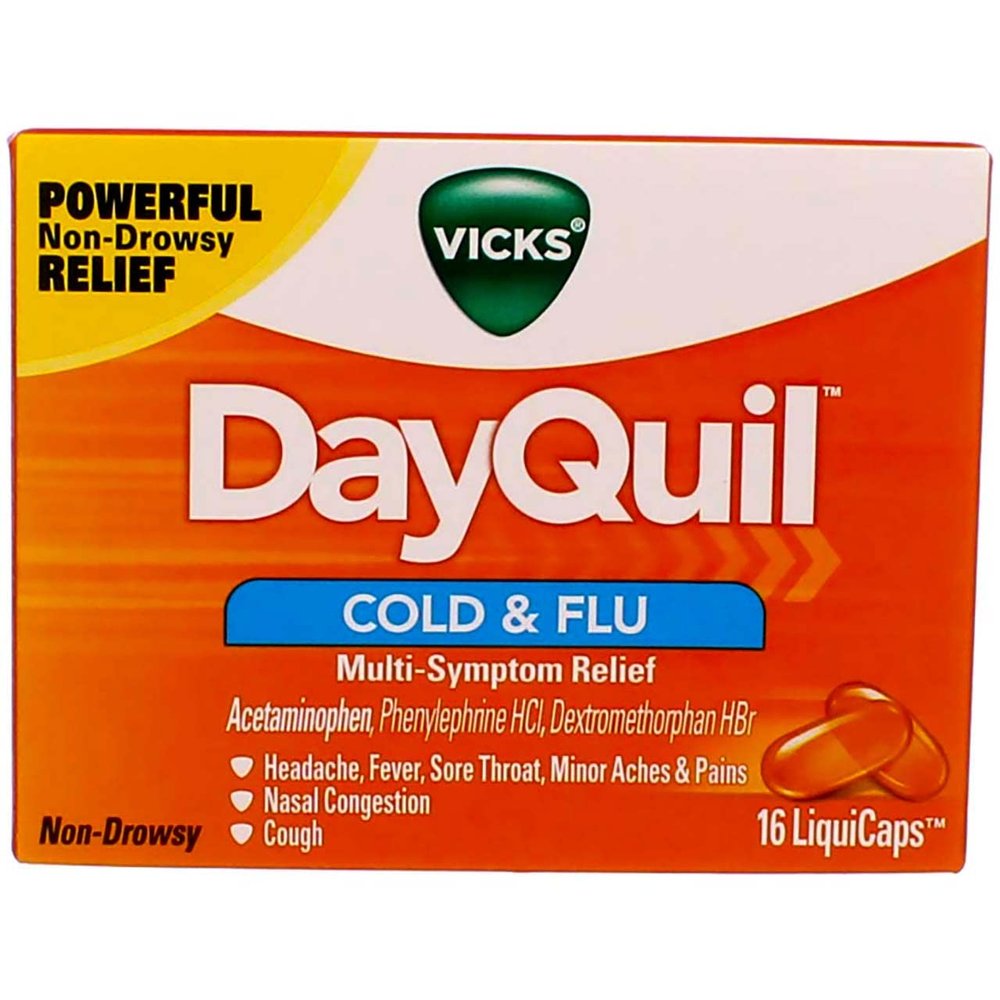 Vicks Dayquil Multisymptom Cold & Flu Relief Liquicaps, Non-Drowsy, 16 ct