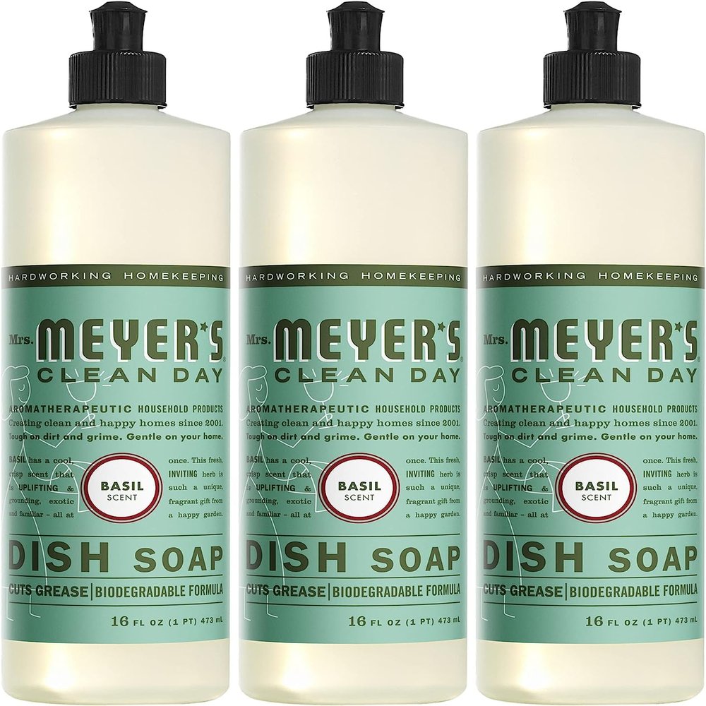 Mrs. Meyer's Liquid Dish Soap Basil, 16 FL oz. (Pack of 3)
