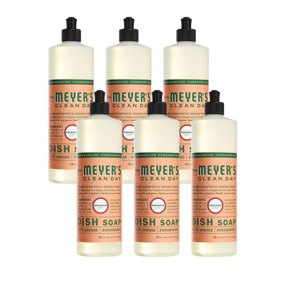 Mrs. MEYER'S Liquid Dish Soap Geranium, 16 OZ (Pack of 6)