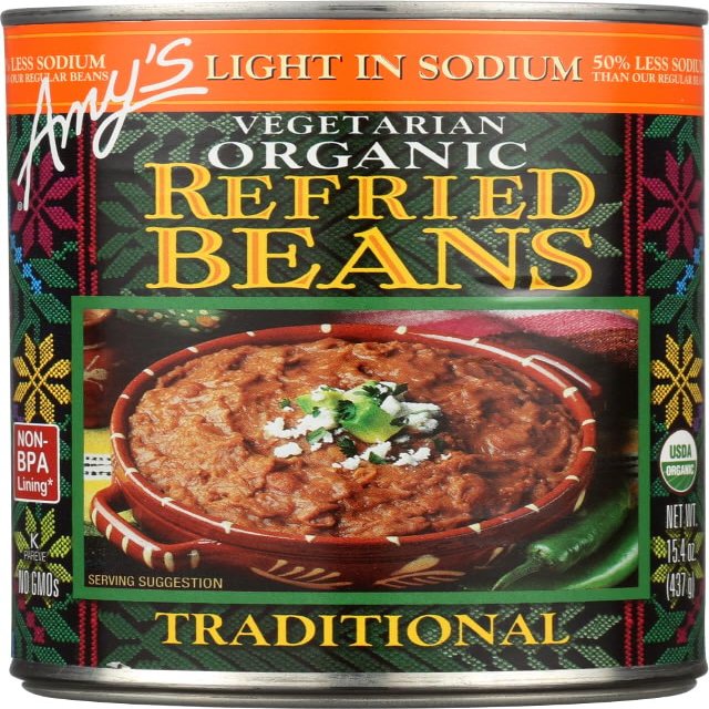 AMY'S: Organic Traditional Refried Beans Light In Sodium, 15.4Oz 96 Pack96