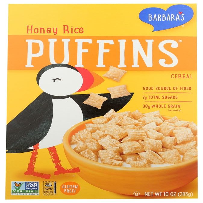 Barbara'S Bakery Puffins, Honey Rice 10 OZ ( pack of 96)